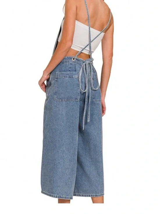 Oli & Hali Light Blue Wide-Leg Denim Overalls - Picture 5 of 5